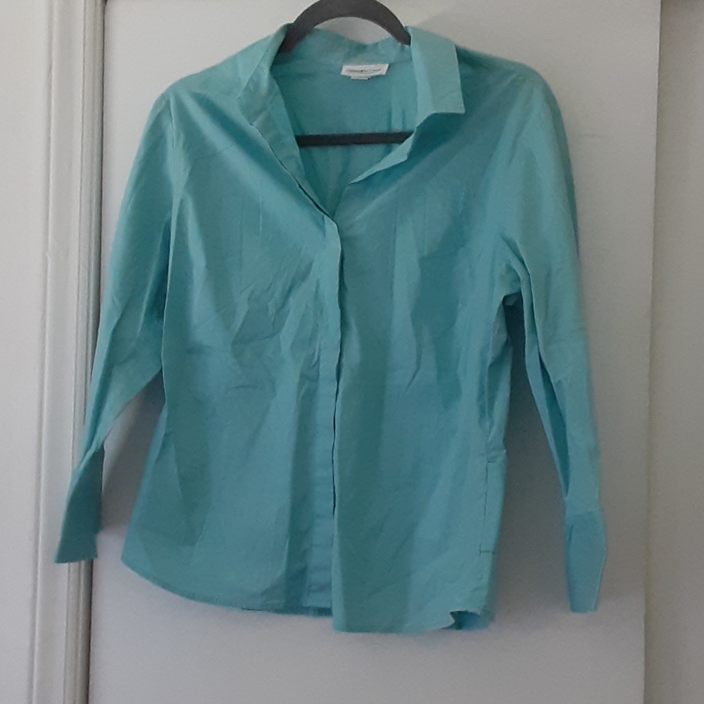 Coldwater Creek 1/2 sleeve hidden button short Lrg
